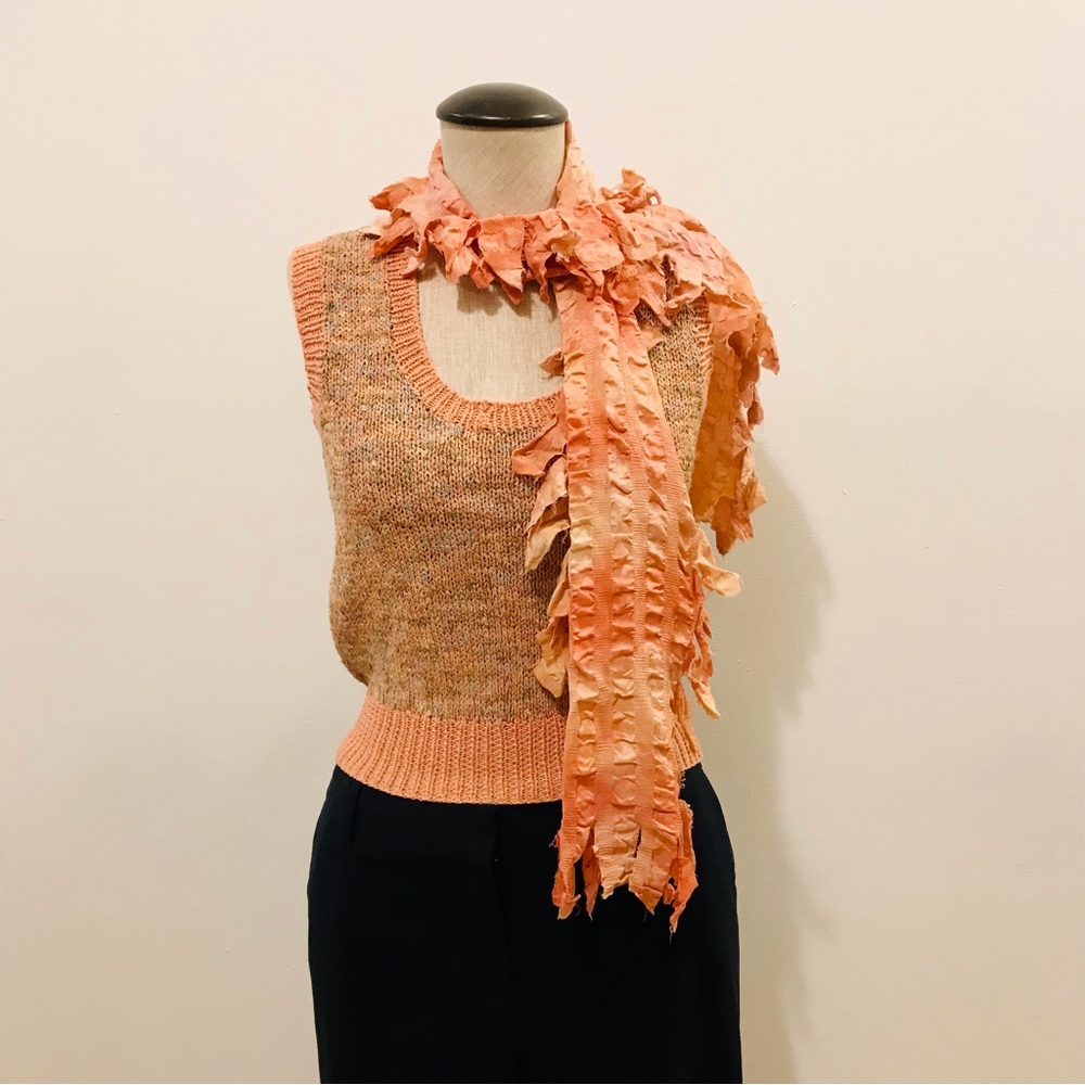 Vintage Cynthia Norton pink hand dyed pokered silk scarf. - Picture 3 of 9